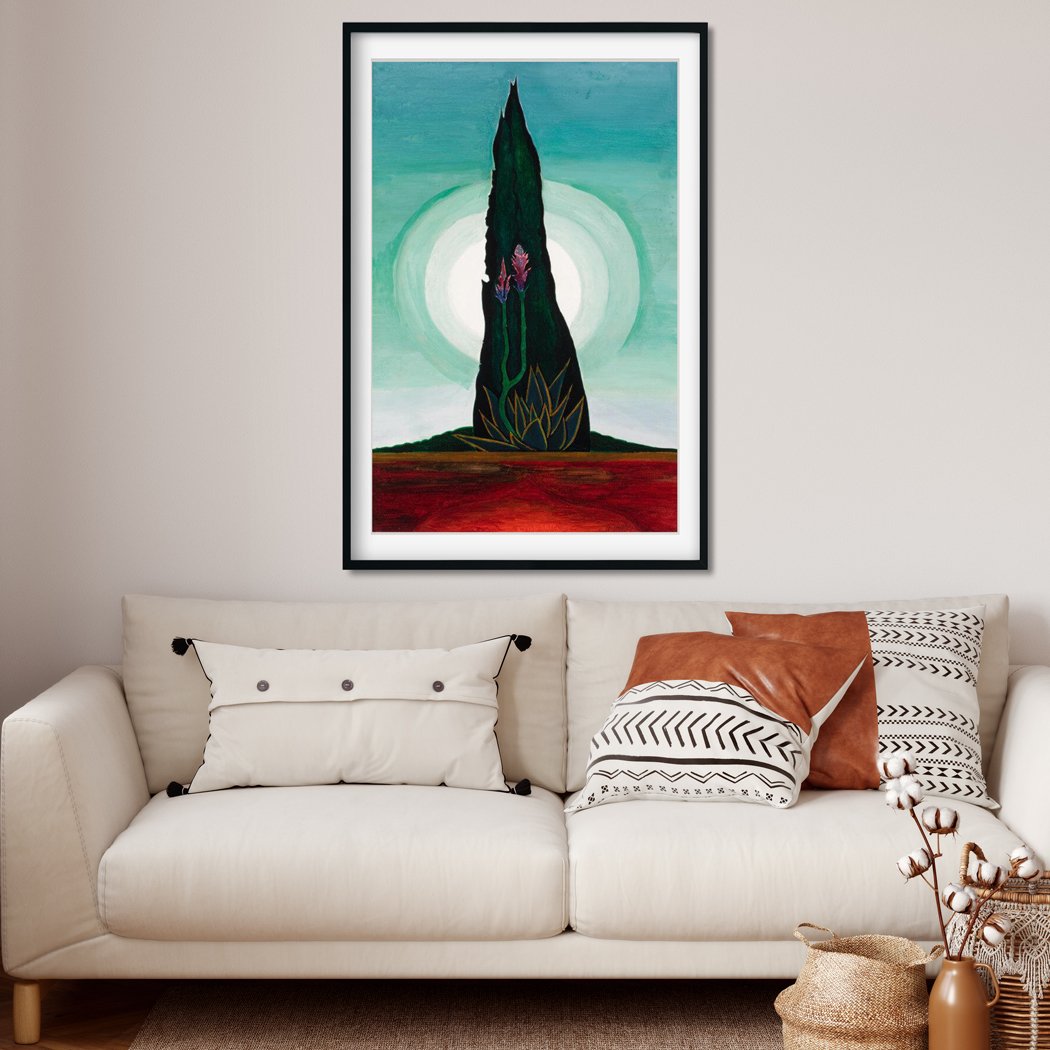 Tree Cactus Moon Painting - Meri Deewar 2 : 3 Vertical Premium Wall Art Canvas by MeriDeewar