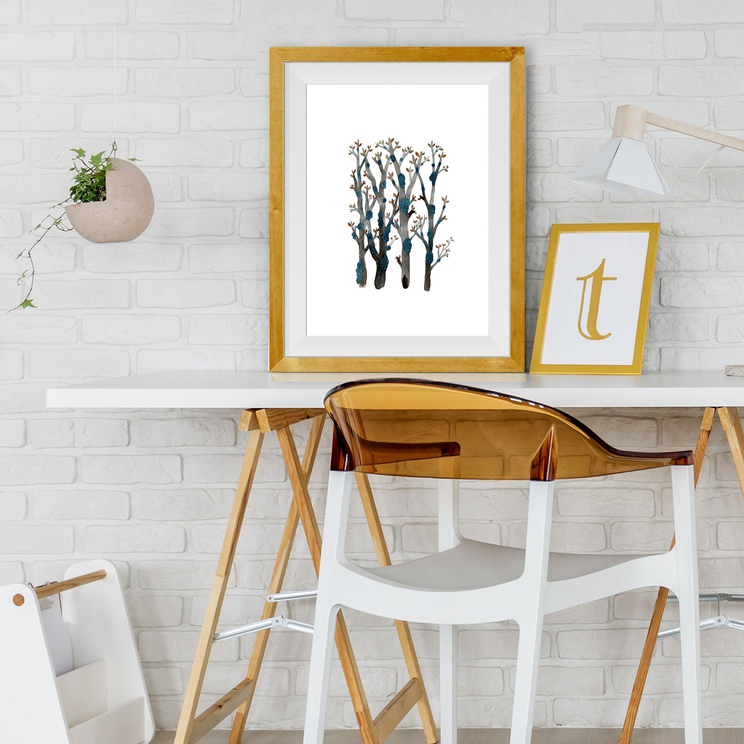 Trees Branches Painting - Meri Deewar 2 : 3 Vertical Premium Wall Art Canvas by MeriDeewar