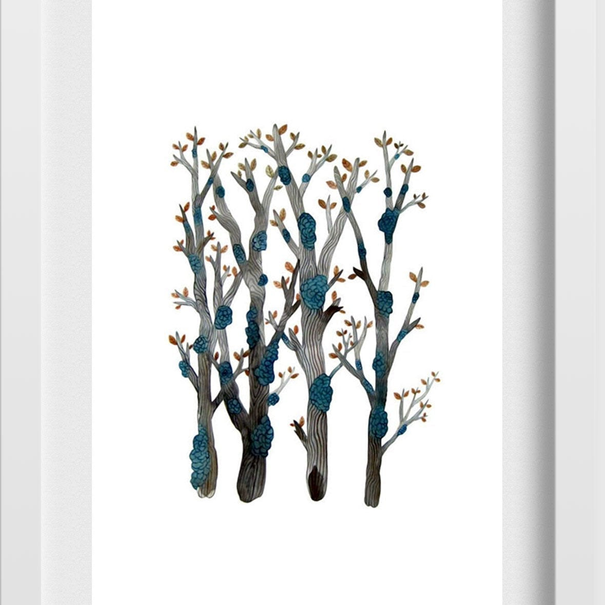 Trees Branches Painting - Meri Deewar 2 : 3 Vertical Premium Wall Art Canvas by MeriDeewar