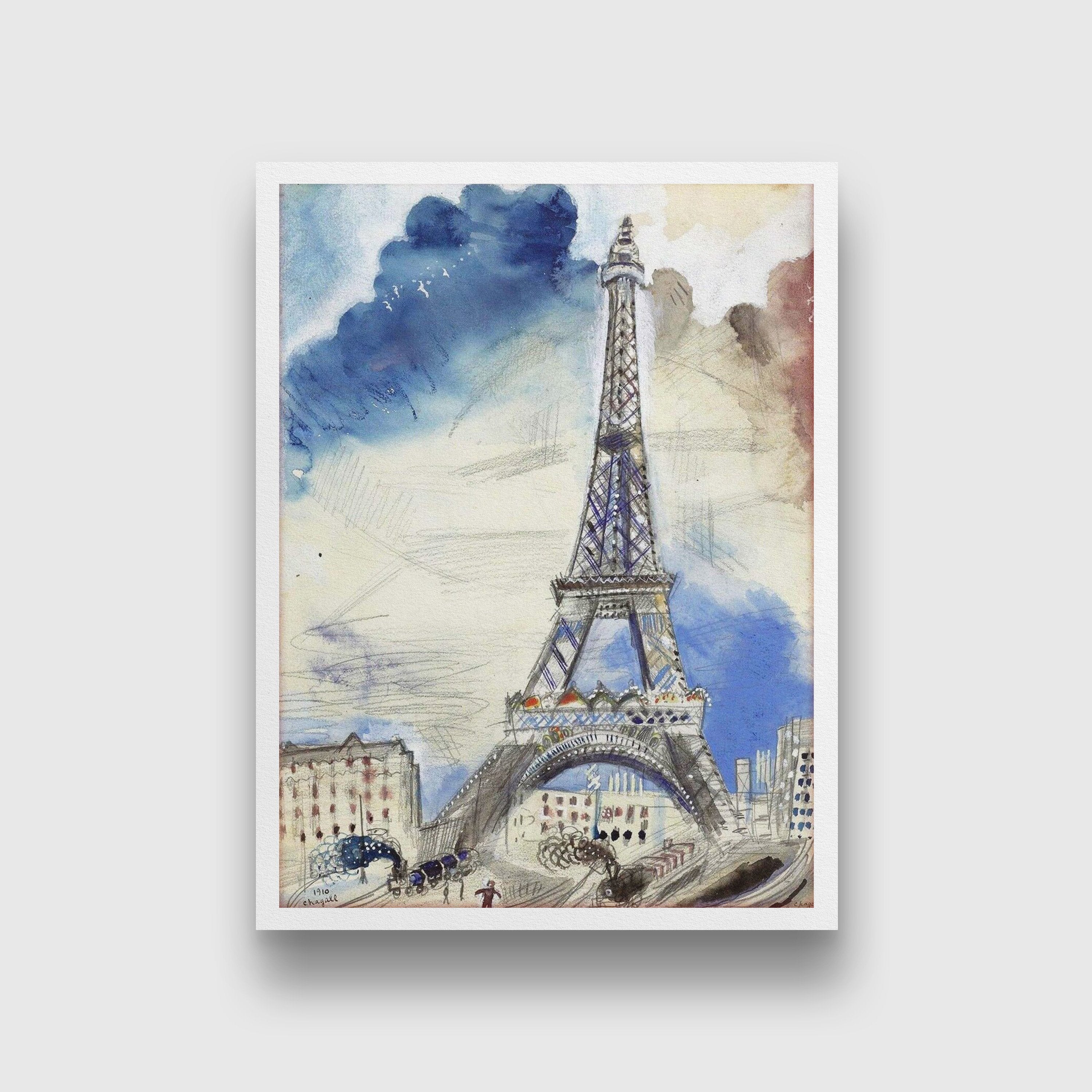Tribute to the eiffel tower Painting - Meri Deewar 3 : 4 Vertical Premium Wall Art Canvas by MeriDeewar