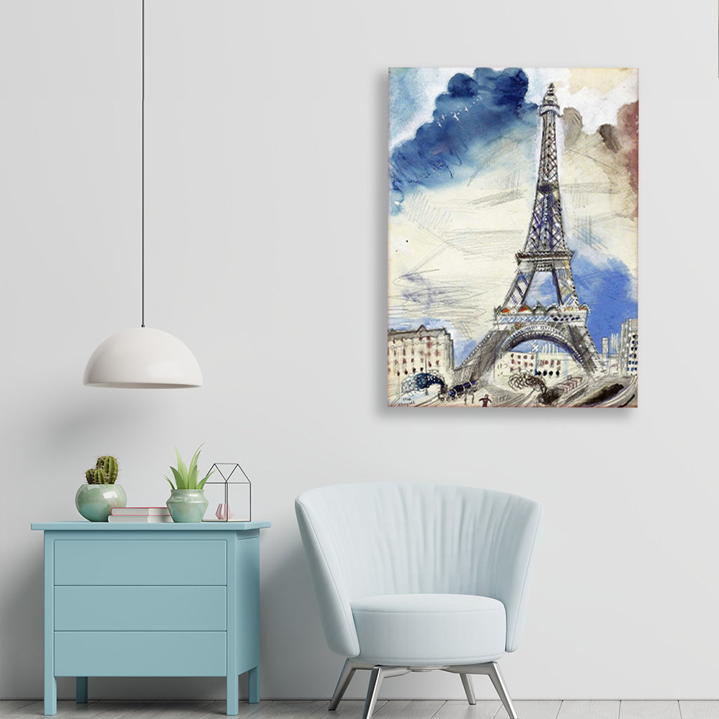 Tribute to the eiffel tower Painting - Meri Deewar 3 : 4 Vertical Premium Wall Art Canvas by MeriDeewar