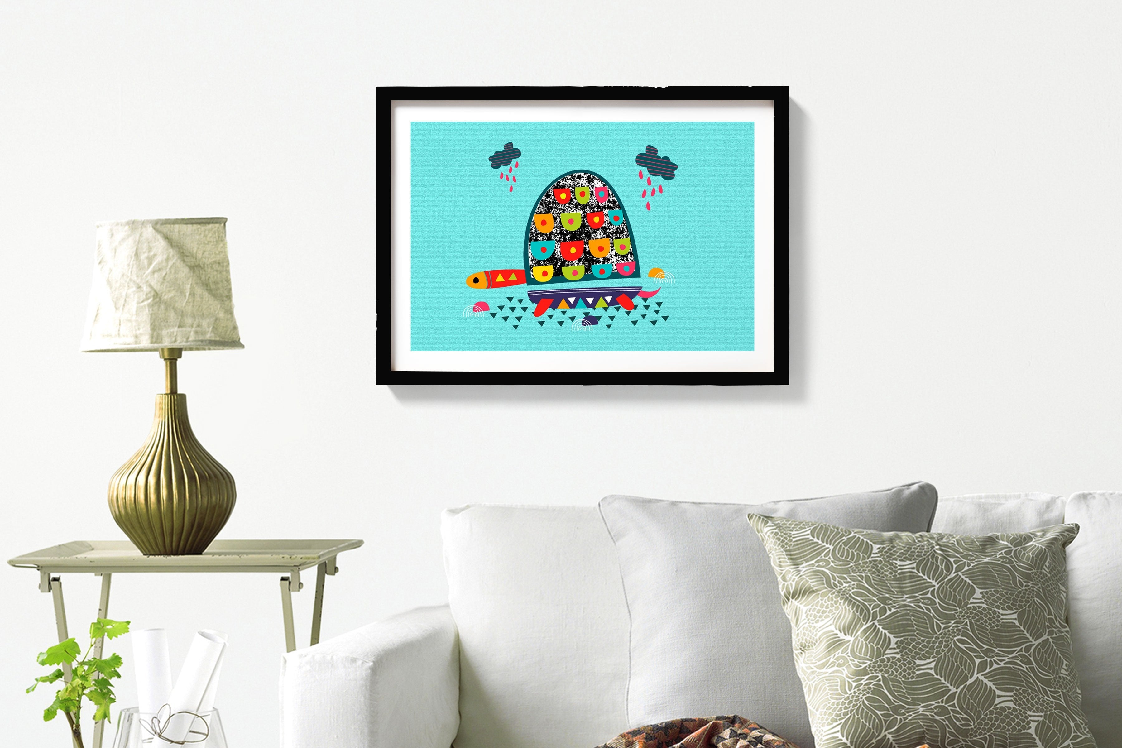 Turtle Pond Painting - Meri Deewar 3 : 2 Horizontal Premium Wall Art Canvas by MeriDeewar