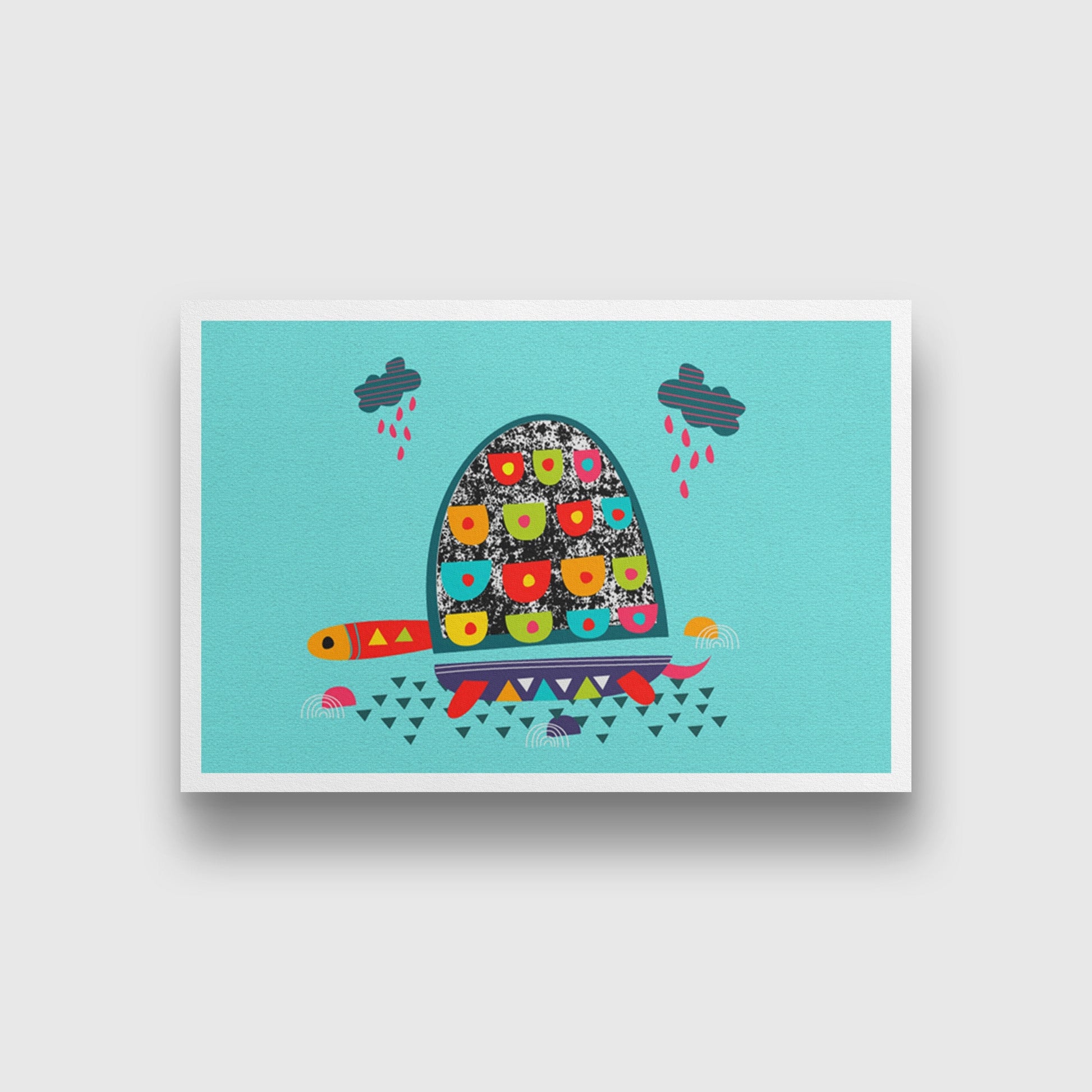 Turtle Pond Painting - Meri Deewar 3 : 2 Horizontal Premium Wall Art Canvas by MeriDeewar