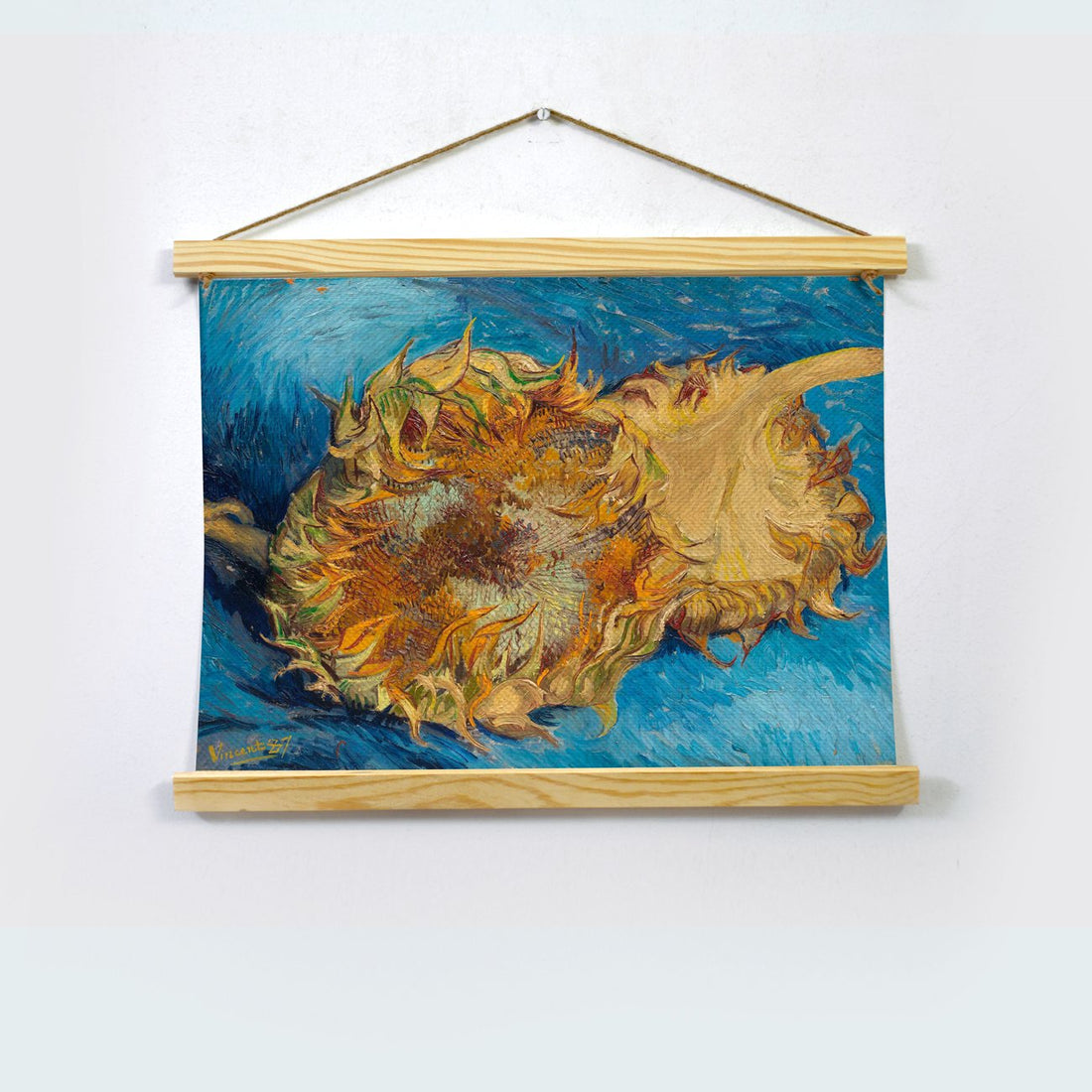 Two Cut Sunflowers By Van Gogh Hanging Canvas Painting - Meri Deewar Hanging Canvas Premium Wall Art Canvas by MeriDeewar