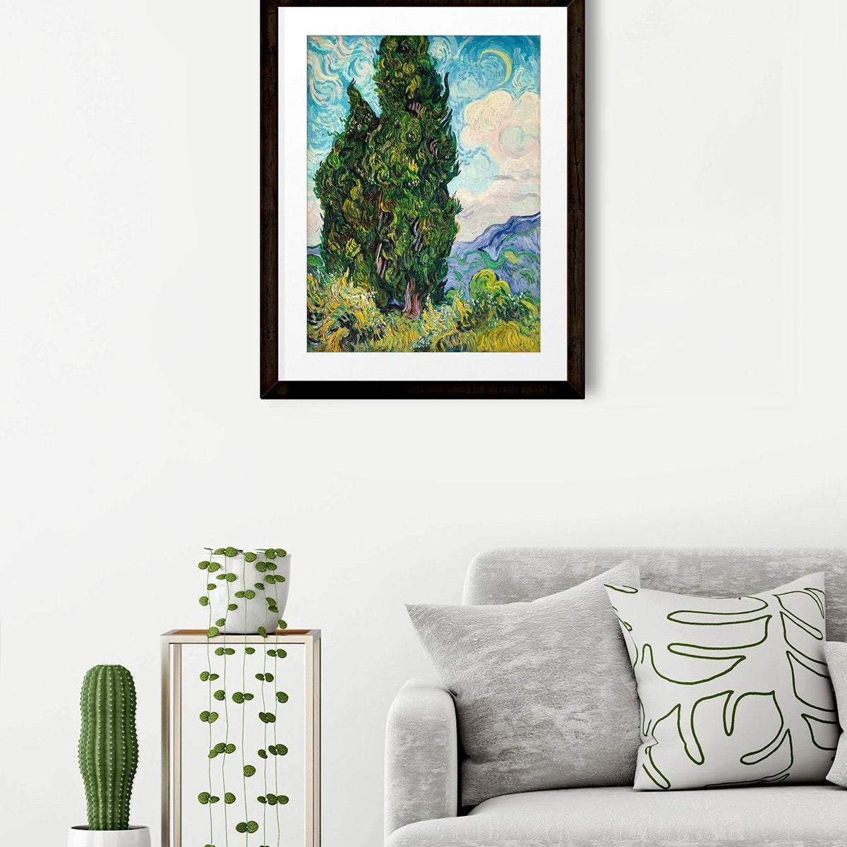Two Cypresses By Van Gogh Painting - Meri Deewar 4 :5 Vertical Premium Wall Art Canvas by MeriDeewar