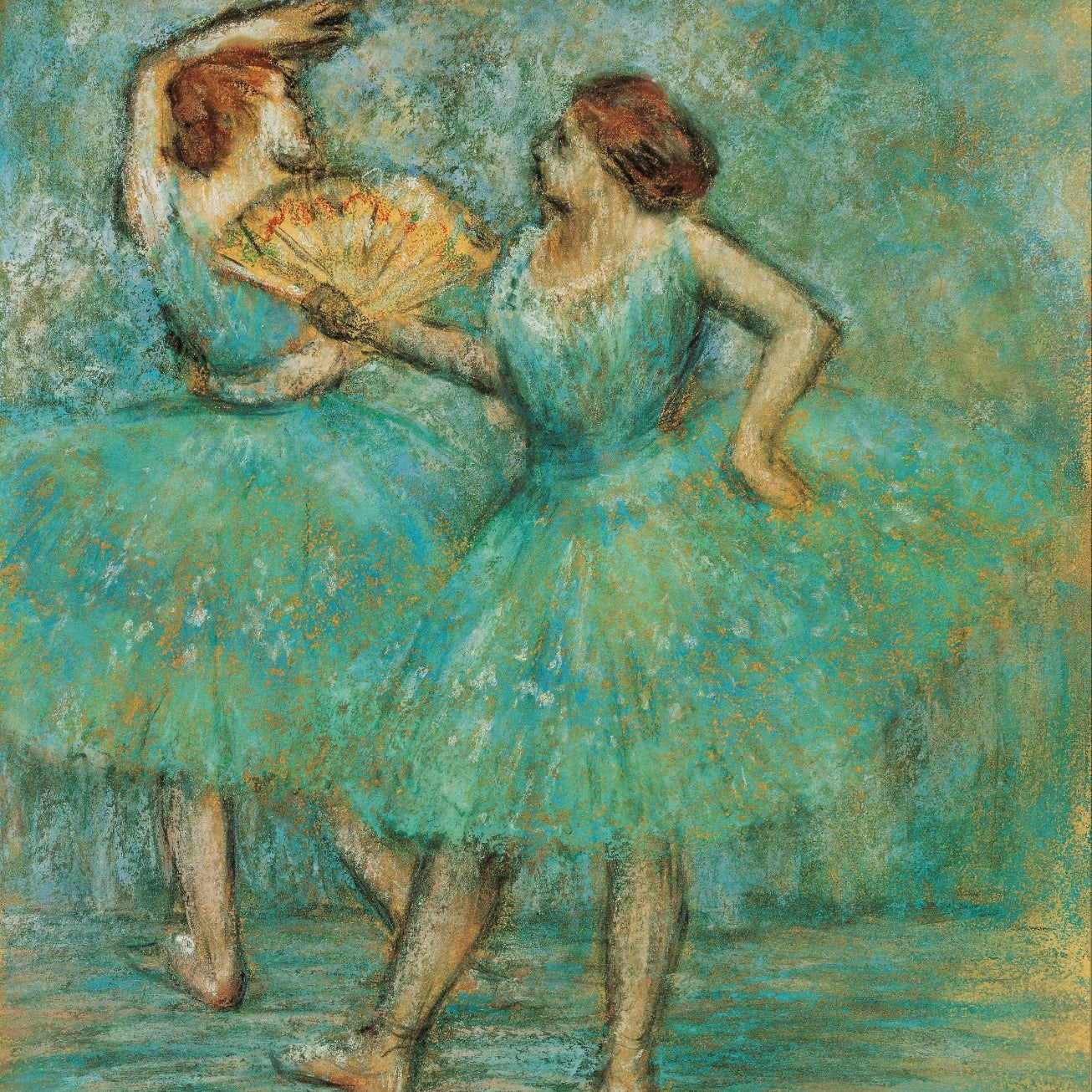 Two Dancers Painting - Meri Deewar 1 : 1 Square Premium Wall Art Canvas by MeriDeewar