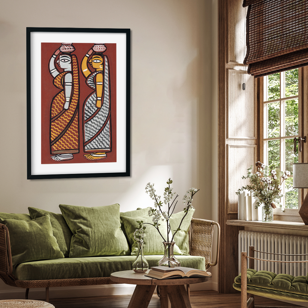 Two Ladies Painting 2 : 3 Vertical Premium Wall Art Canvas by MeriDeewar