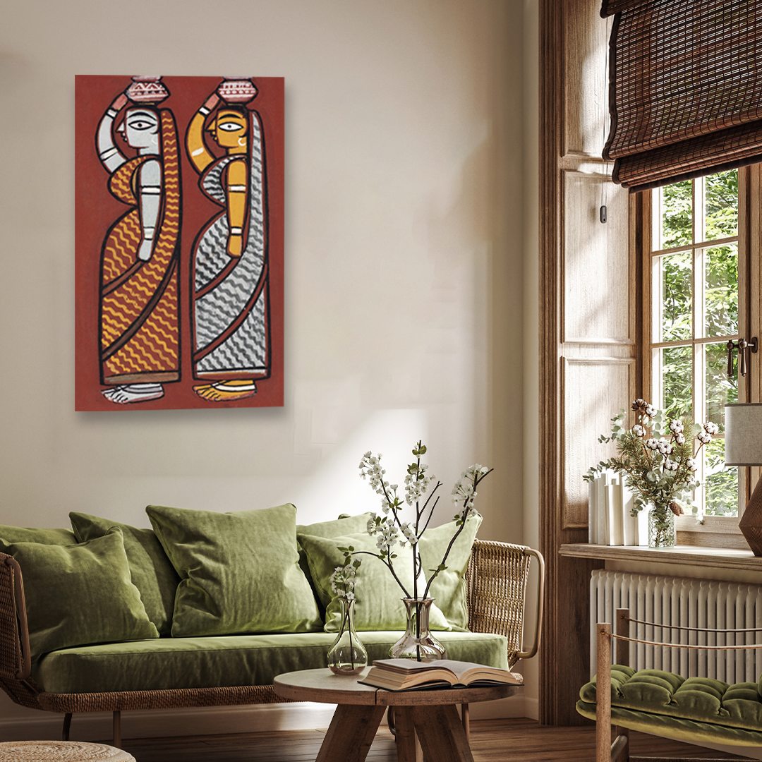 Two Ladies Painting 2 : 3 Vertical Premium Wall Art Canvas by MeriDeewar