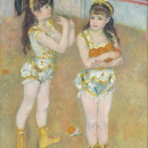 Two Little Circus Girls Painting - Meri Deewar 3 : 4 Vertical Premium Wall Art Canvas by MeriDeewar