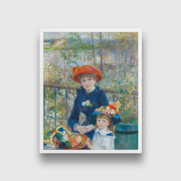 Two Sisters on the Terrace Painting - Meri Deewar 3 : 4 Vertical Premium Wall Art Canvas by MeriDeewar