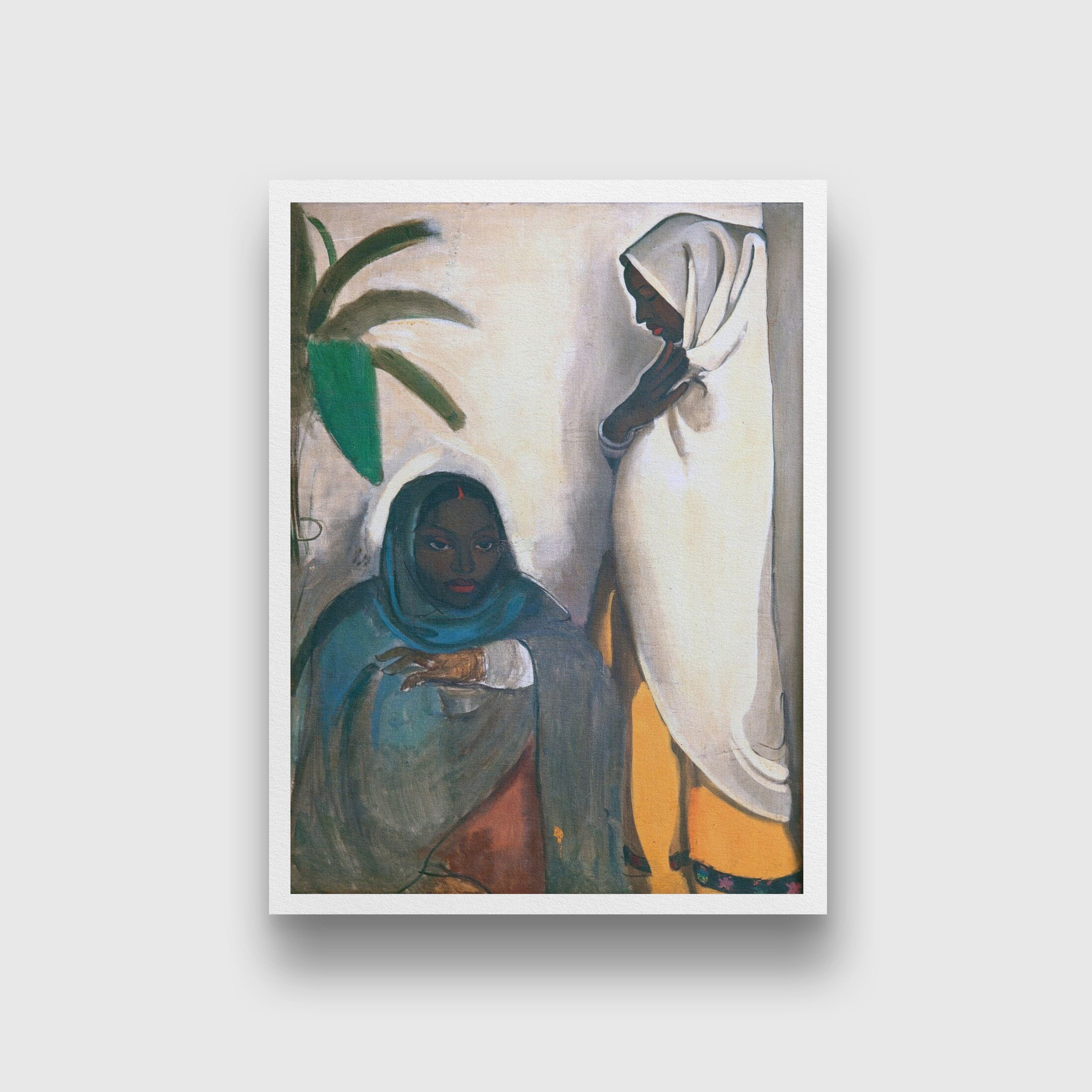 Two Women Painting Made By Amrita Sher-Gil -Meri Deewar 3 : 4 Vertical Premium Wall Art Canvas by MeriDeewar