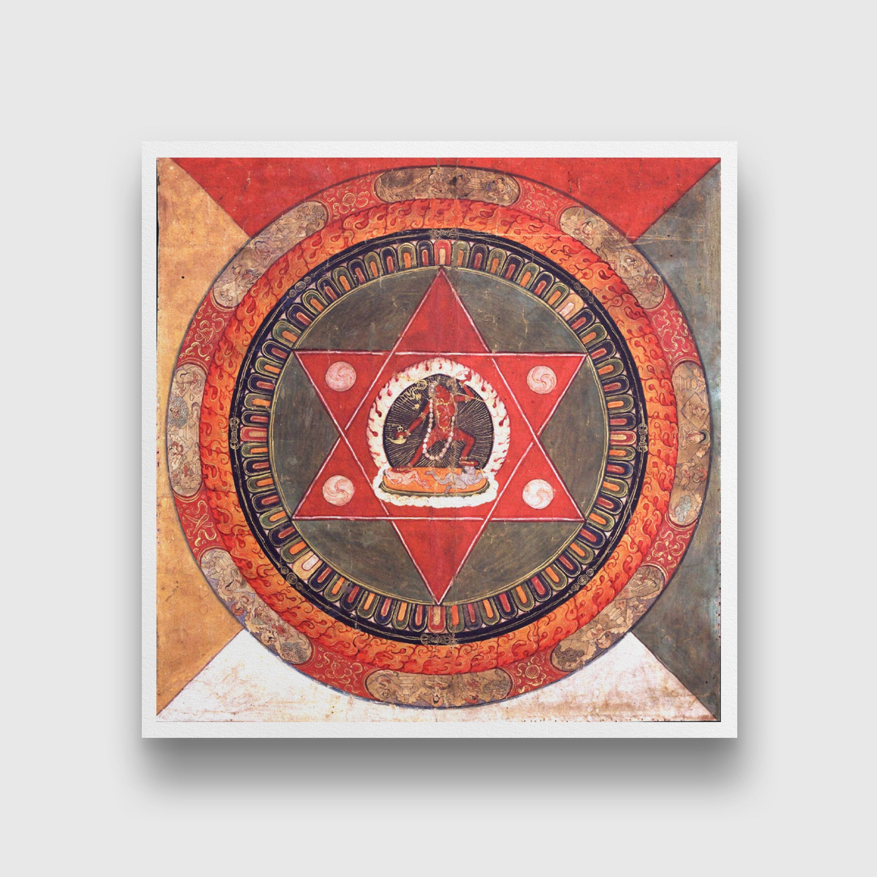 Unique Mandala of Vajrayogini Painting 1 : 1 Square Premium Wall Art Canvas by MeriDeewar