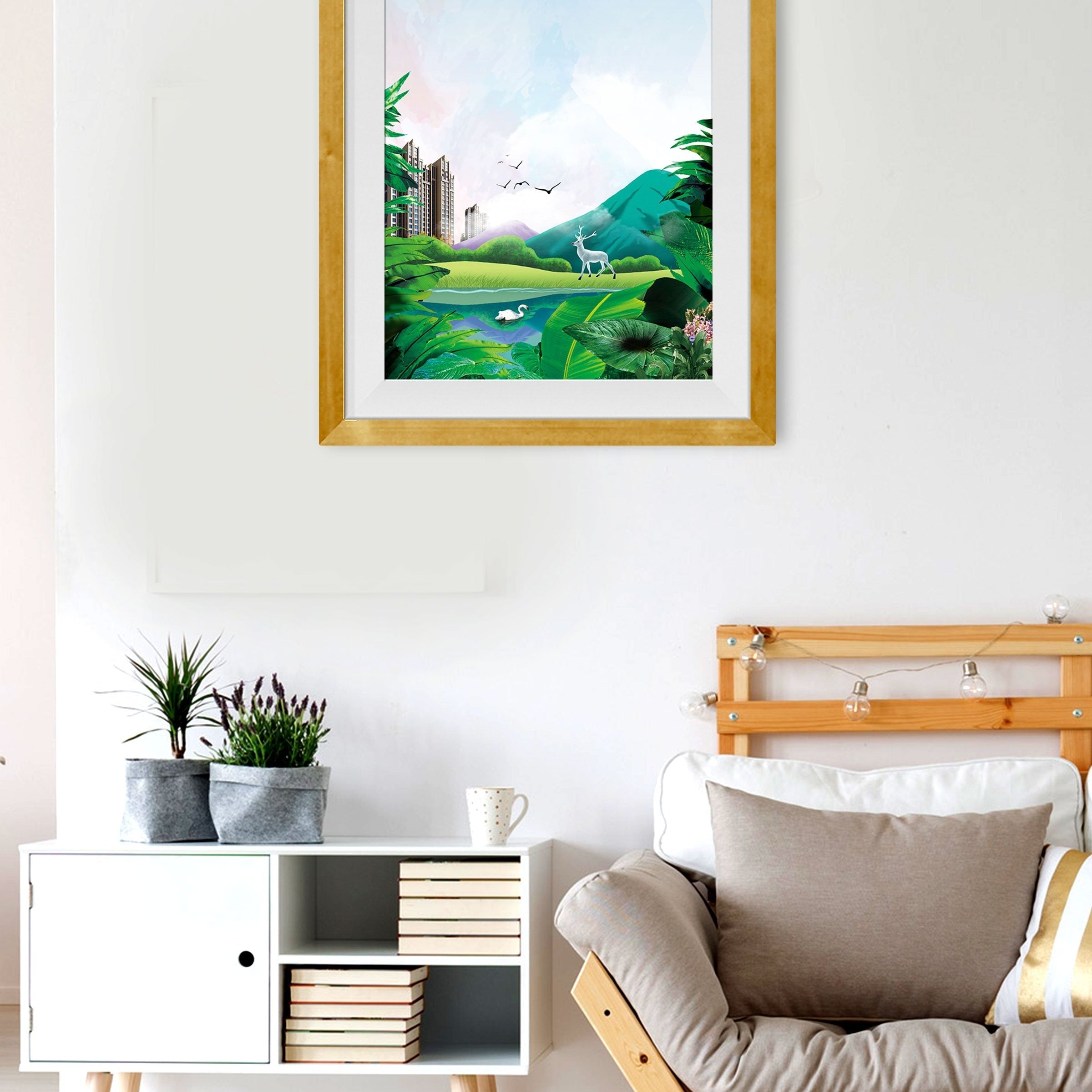Urban Jungle Park Wall Art Painting - Meri Deewar 2 : 3 Vertical Premium Wall Art Canvas by MeriDeewar