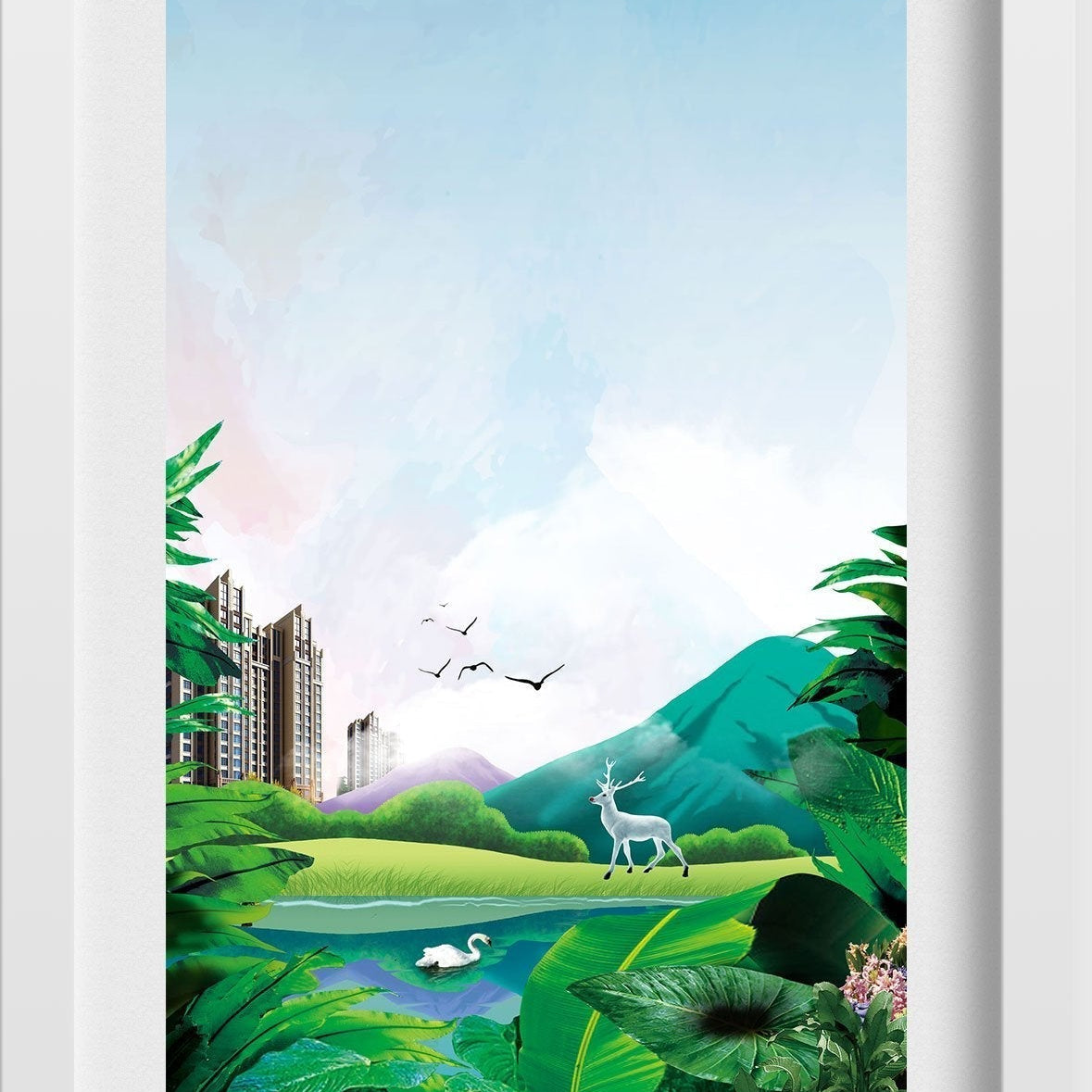 Urban Jungle Park Wall Art Painting - Meri Deewar 2 : 3 Vertical Premium Wall Art Canvas by MeriDeewar