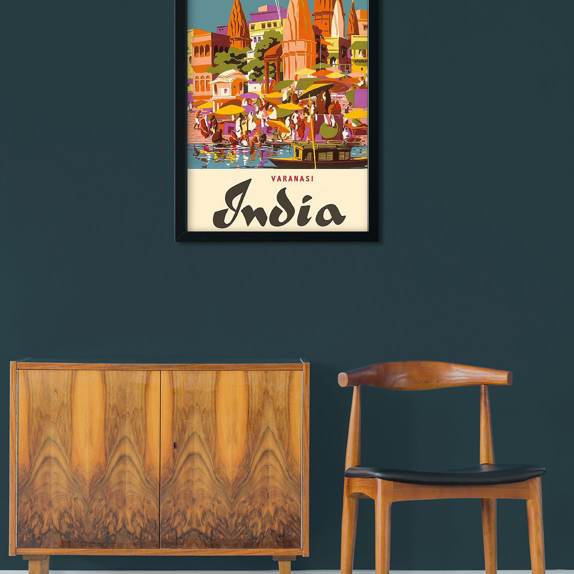 Varanasi Vintage Poster 1 : 2 Vertical Premium Wall Art Canvas by MeriDeewar