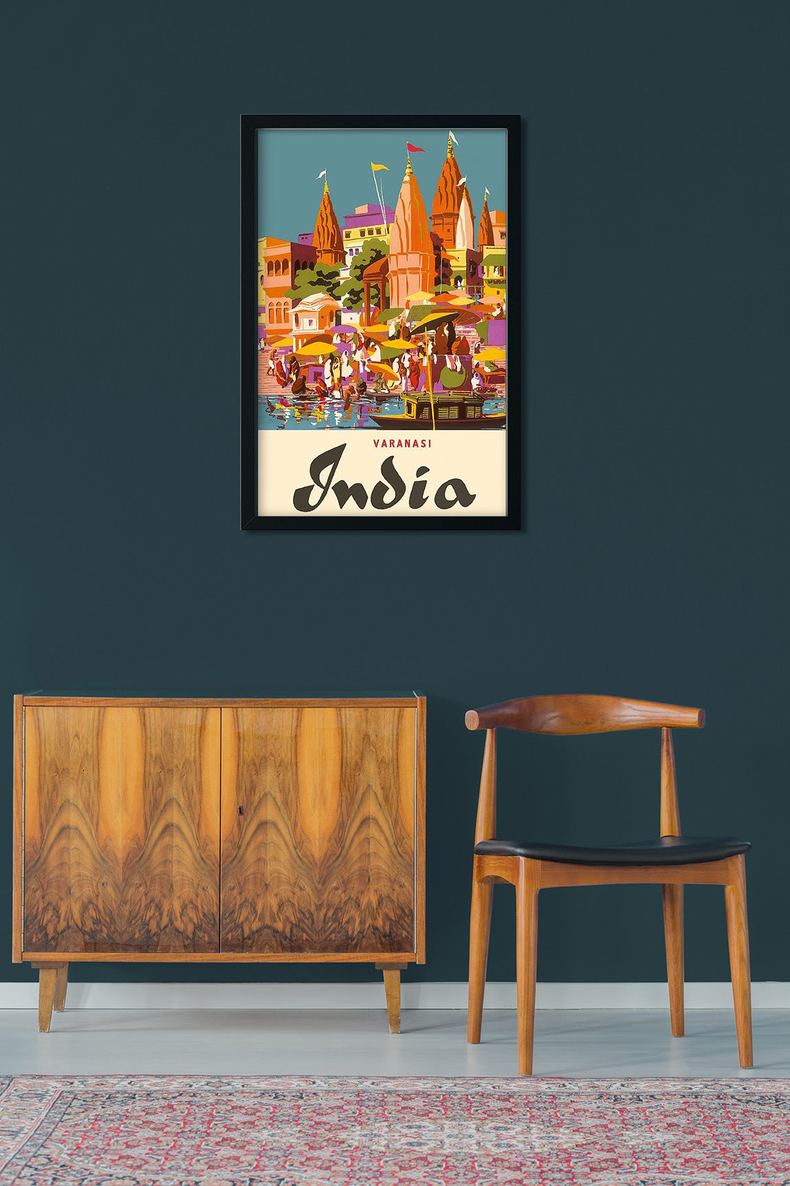 Varanasi Vintage Poster 1 : 2 Vertical Premium Wall Art Canvas by MeriDeewar