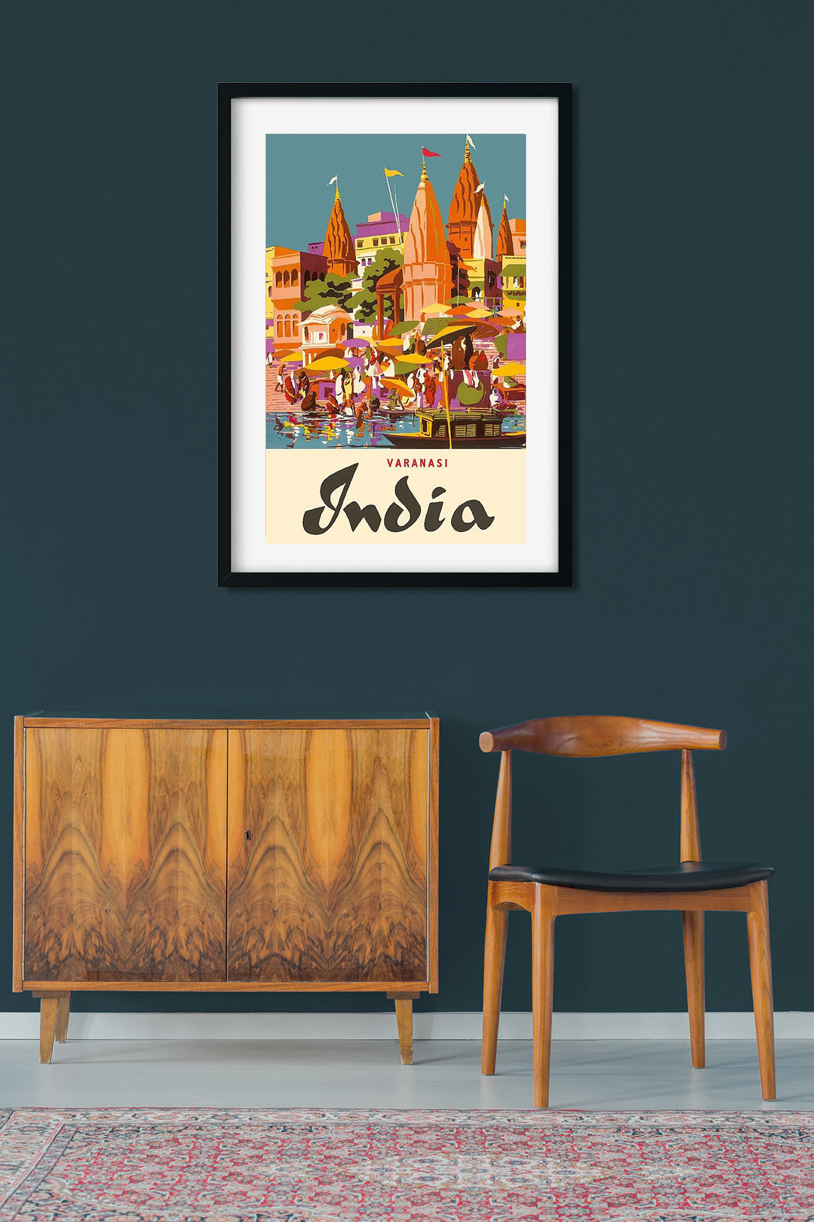 Varanasi Vintage Poster 1 : 2 Vertical Premium Wall Art Canvas by MeriDeewar