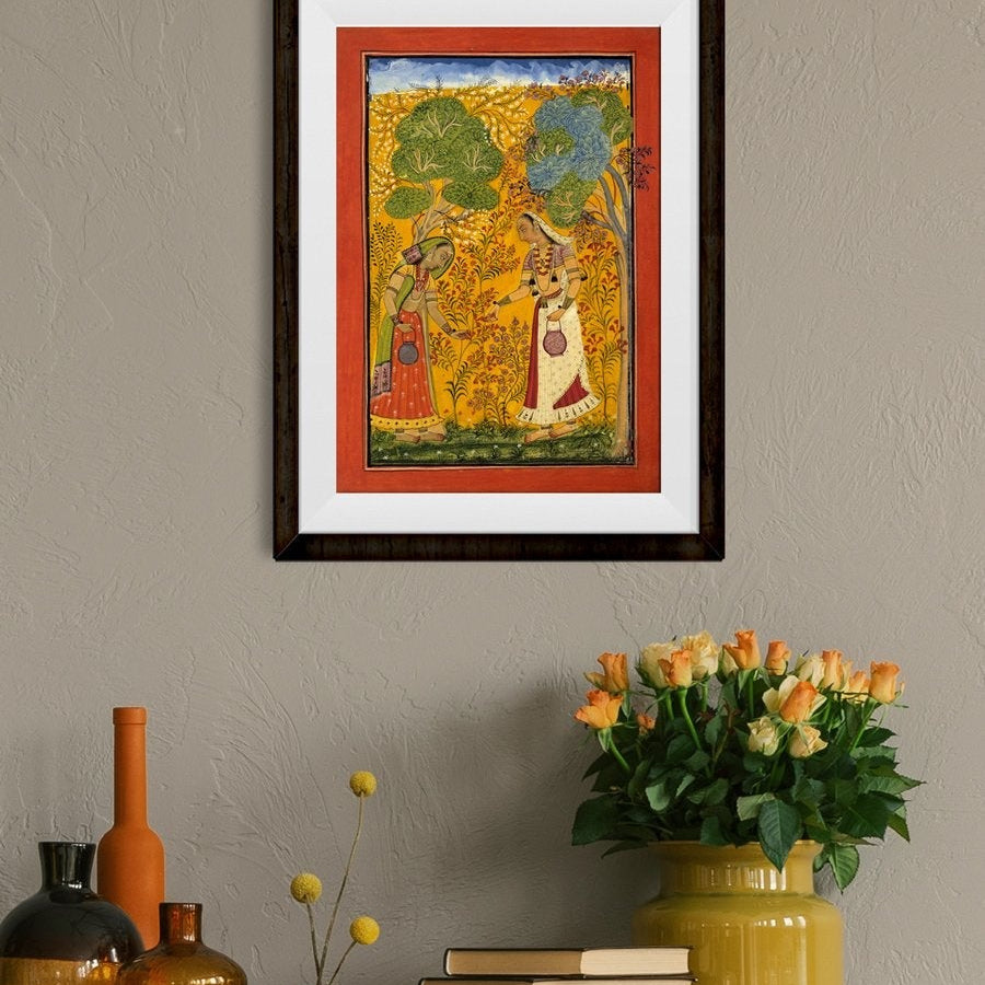 Vasanti Ragini, Wife of Hindol Raga Painting - Meri Deewar 4 :5 Vertical Premium Wall Art Canvas by MeriDeewar