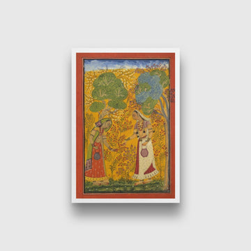 Vasanti Ragini, Wife of Hindol Raga Painting - Meri Deewar 4 :5 Vertical Premium Wall Art Canvas by MeriDeewar