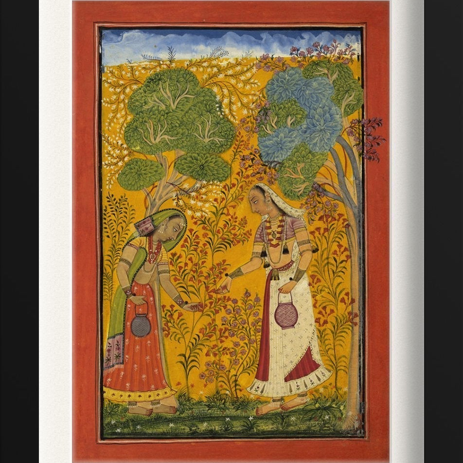 Vasanti Ragini, Wife of Hindol Raga Painting - Meri Deewar 4 :5 Vertical Premium Wall Art Canvas by MeriDeewar