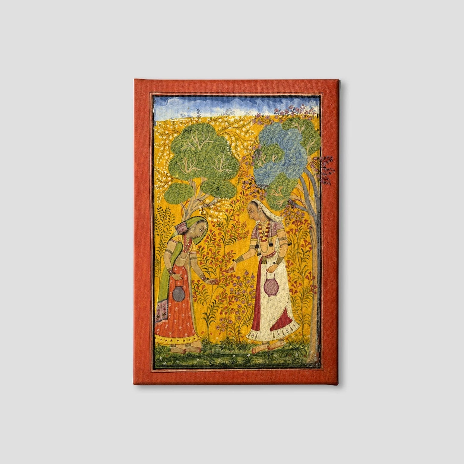 Vasanti Ragini, Wife of Hindol Raga Painting - Meri Deewar 4 :5 Vertical Premium Wall Art Canvas by MeriDeewar