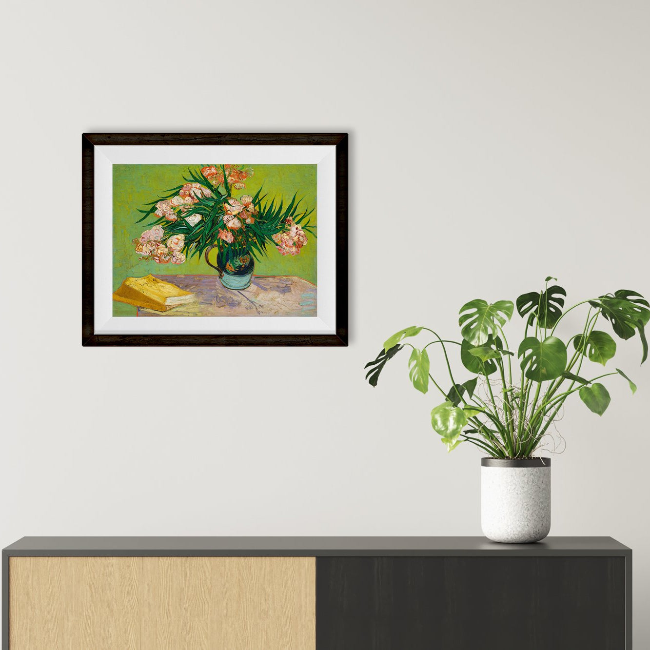 Vase With Oleanders And Books Painting By Van Gogh - Meri Deewar 5 : 4 Horizontal Premium Wall Art Canvas by MeriDeewar