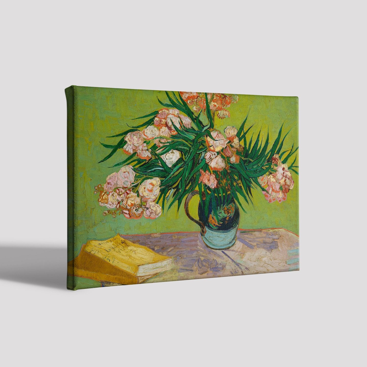 Vase With Oleanders And Books Painting By Van Gogh - Meri Deewar 5 : 4 Horizontal Premium Wall Art Canvas by MeriDeewar