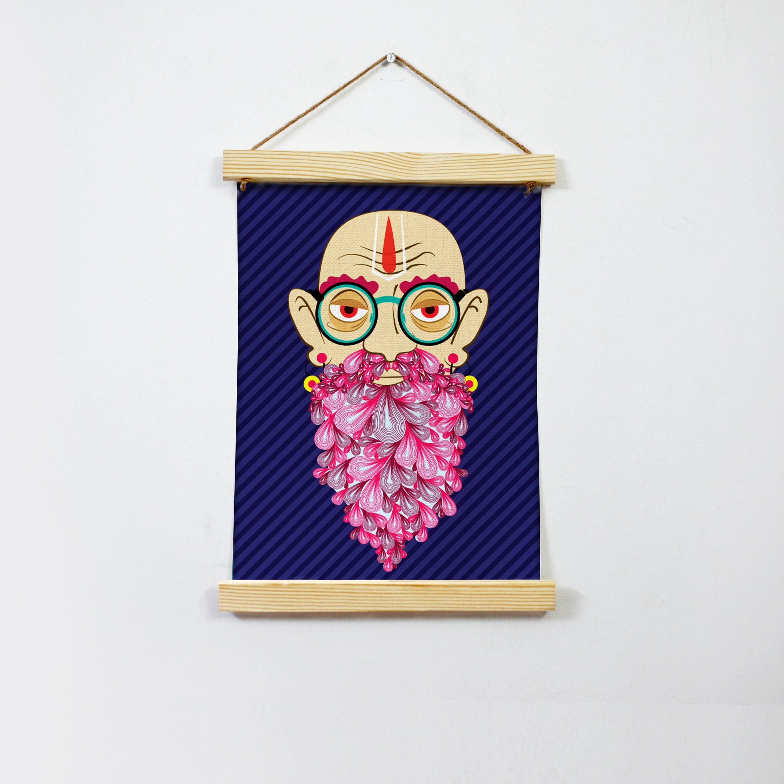 Vibrant Sadhu Hanging Canvas Painting - Meri Deewar Hanging Canvas Premium Wall Art Canvas by MeriDeewar