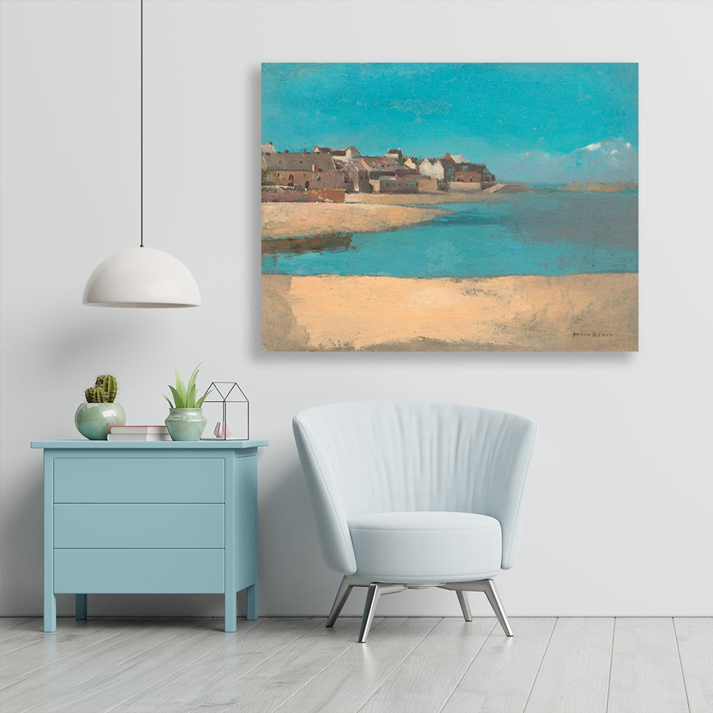 Village by the Sea in Brittany 4 : 3 Horizontal Premium Wall Art Canvas by MeriDeewar