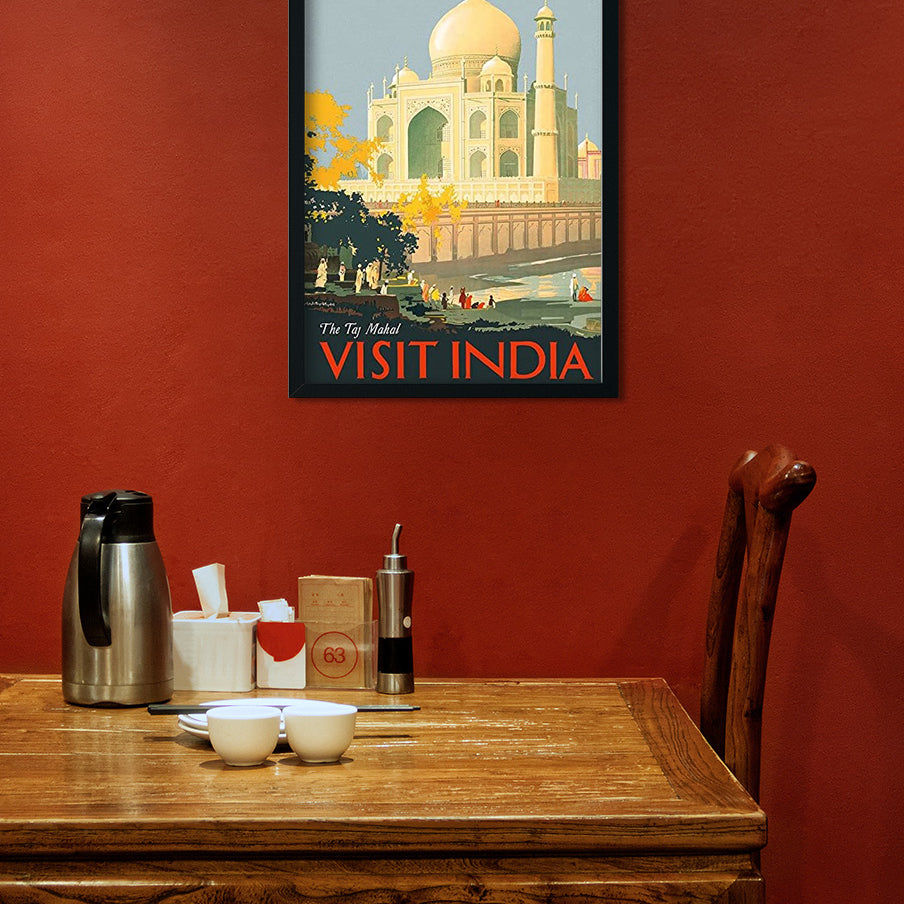 Vinatge Taj Mahal Poster 2 : 3 Vertical Premium Wall Art Canvas by MeriDeewar