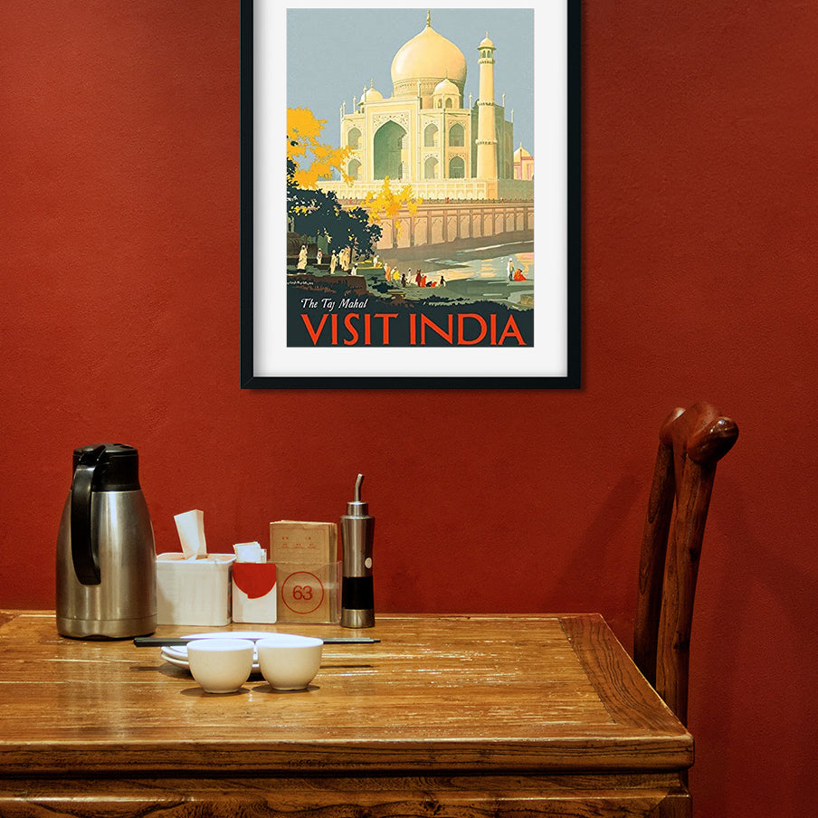 Vinatge Taj Mahal Poster 2 : 3 Vertical Premium Wall Art Canvas by MeriDeewar