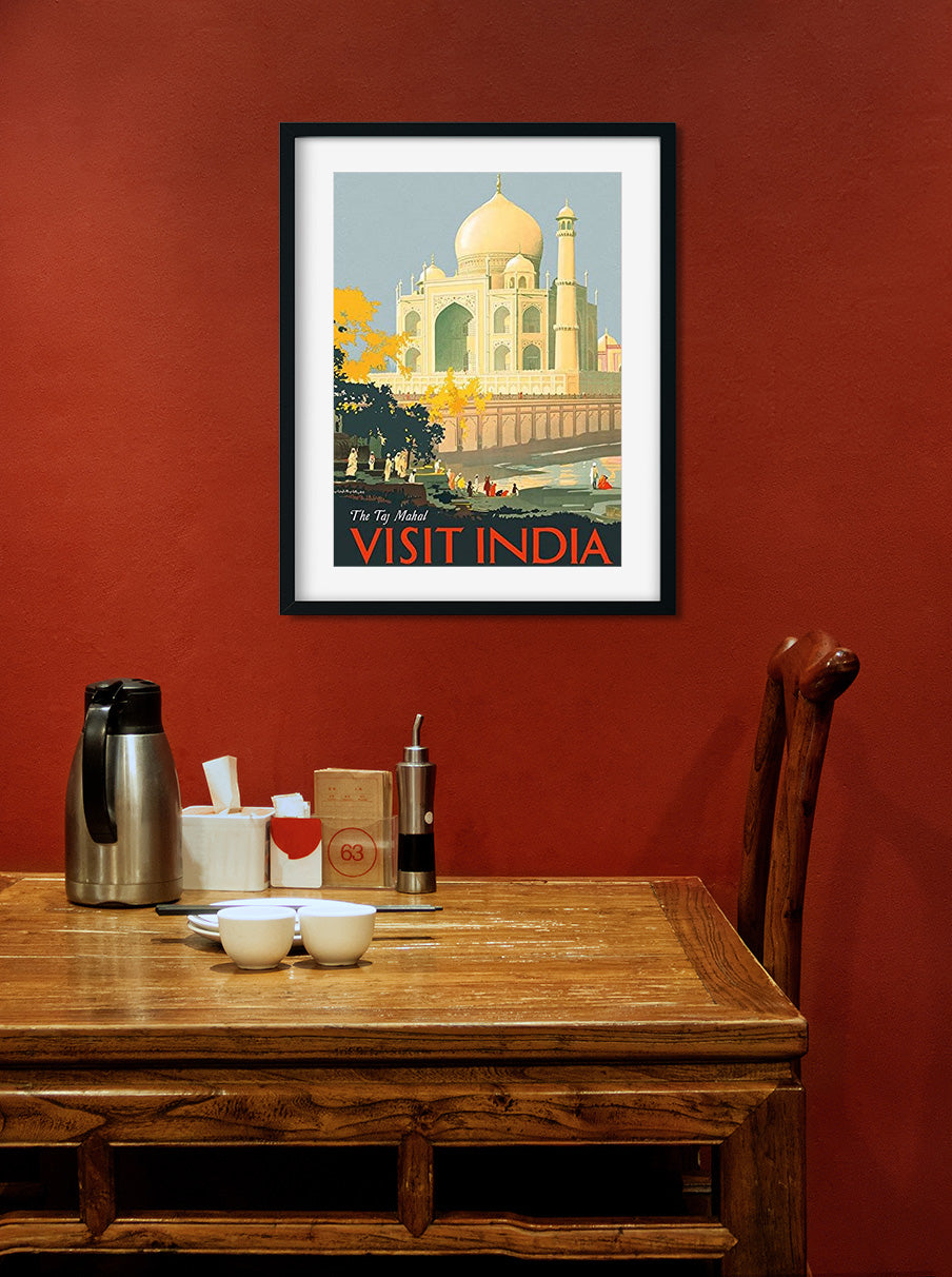 Vinatge Taj Mahal Poster 2 : 3 Vertical Premium Wall Art Canvas by MeriDeewar