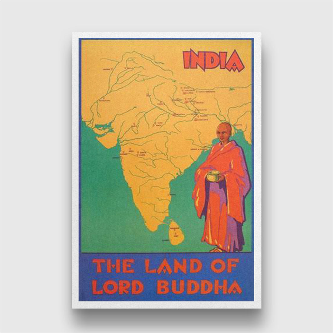 Vintage Buddhism Art Poster 2 : 3 Vertical Premium Wall Art Canvas by MeriDeewar