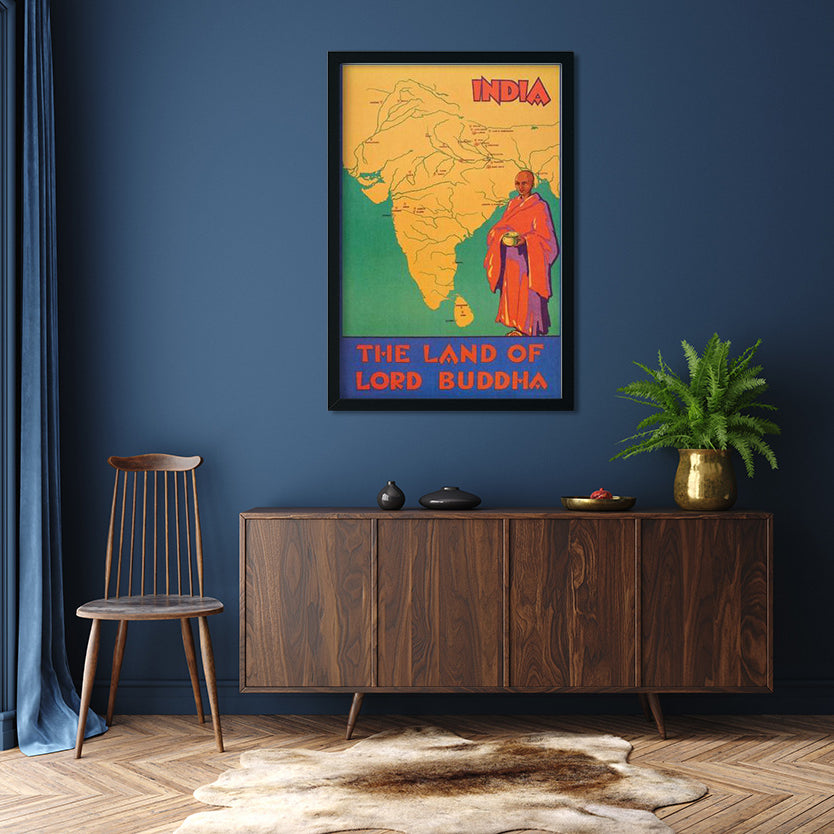 Vintage Buddhism Art Poster 2 : 3 Vertical Premium Wall Art Canvas by MeriDeewar