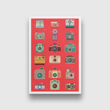 Vintage Camera Collection Painting - Meri Deewar 2 : 3 Vertical Premium Wall Art Canvas by MeriDeewar