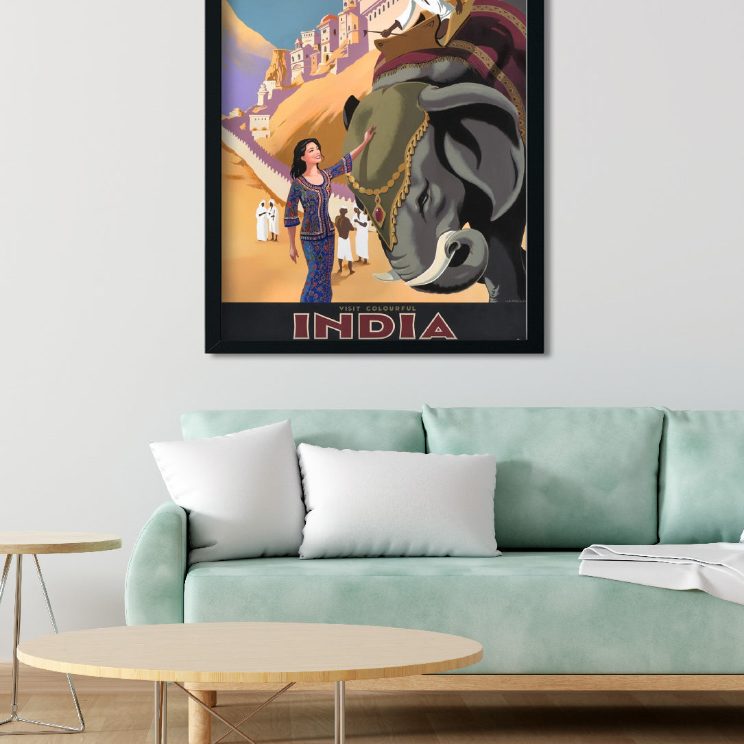 Vintage Elephant Poster 4 :5 Vertical Premium Wall Art Canvas by MeriDeewar