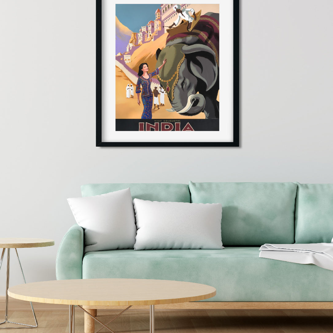 Vintage Elephant Poster 4 :5 Vertical Premium Wall Art Canvas by MeriDeewar