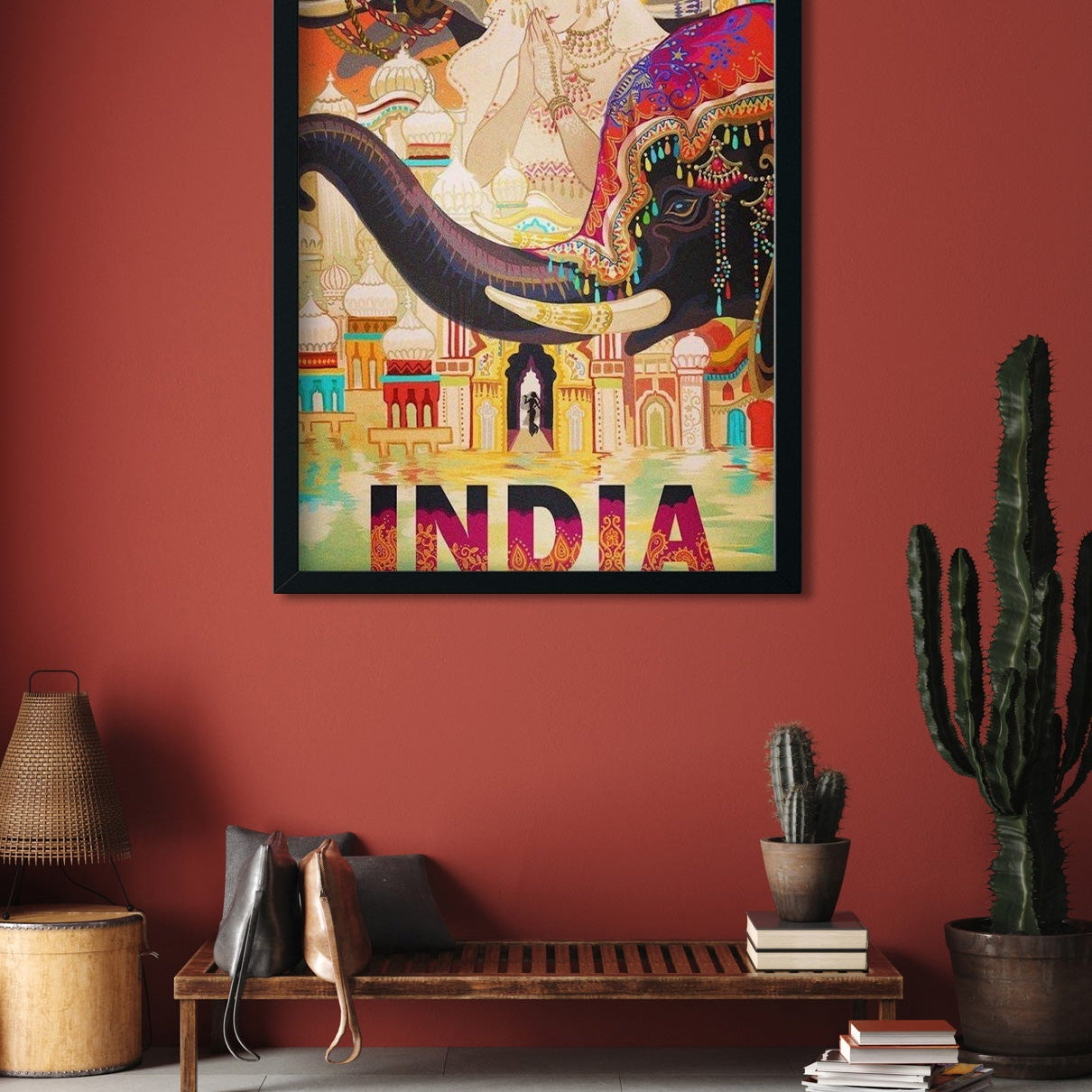 Vintage India Travel Postcard Poster 3 : 4 Vertical Premium Wall Art Canvas by MeriDeewar