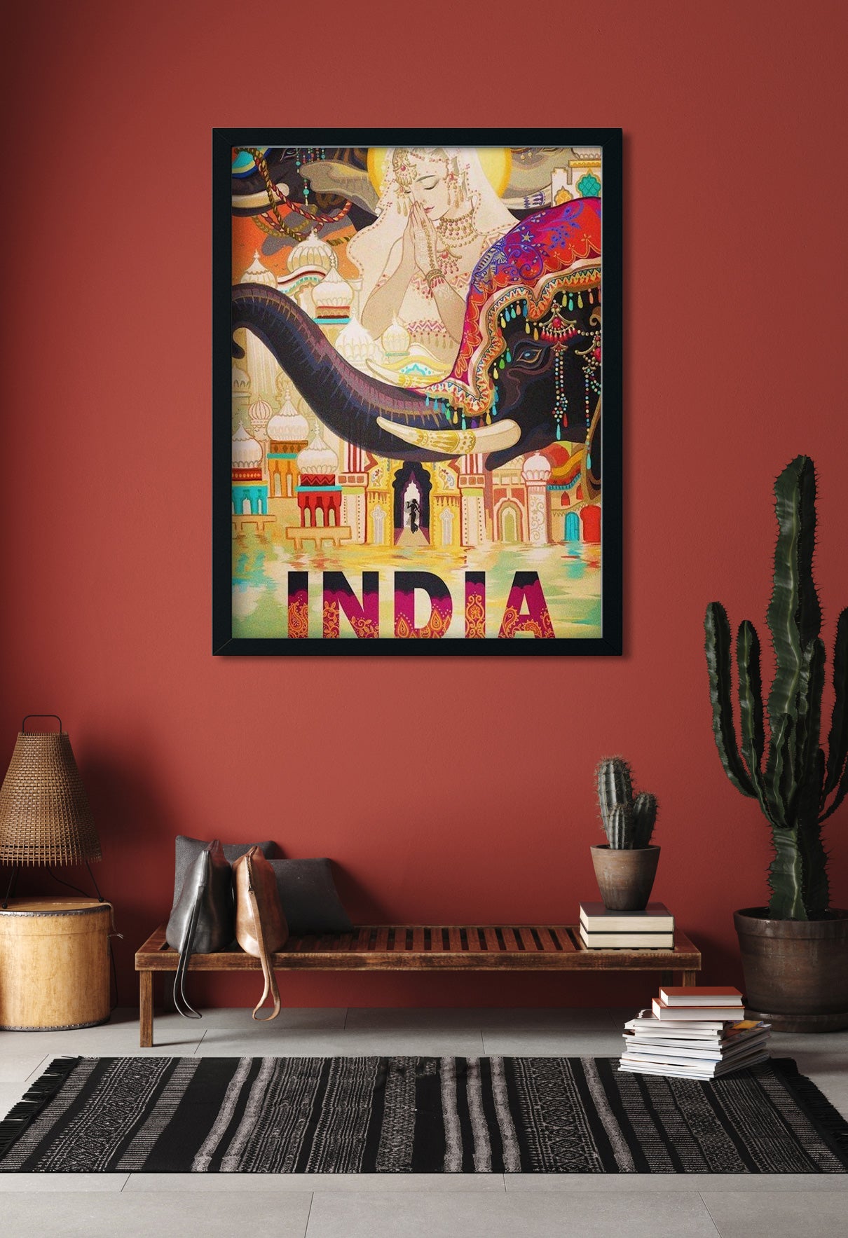 Vintage India Travel Postcard Poster 3 : 4 Vertical Premium Wall Art Canvas by MeriDeewar