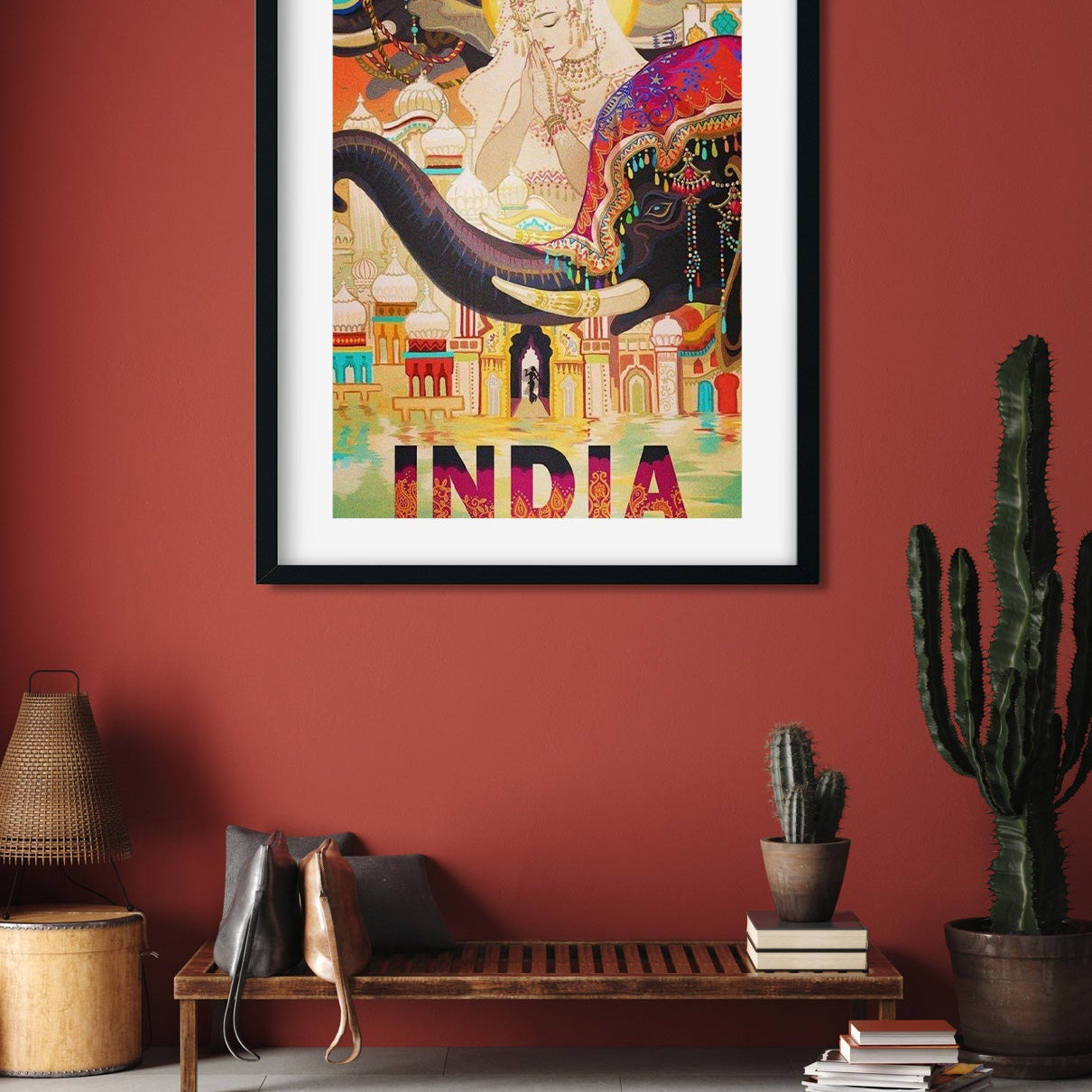 Vintage India Travel Postcard Poster 3 : 4 Vertical Premium Wall Art Canvas by MeriDeewar