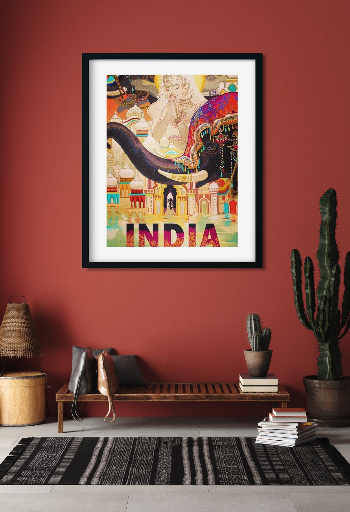 Vintage India Travel Postcard Poster 3 : 4 Vertical Premium Wall Art Canvas by MeriDeewar