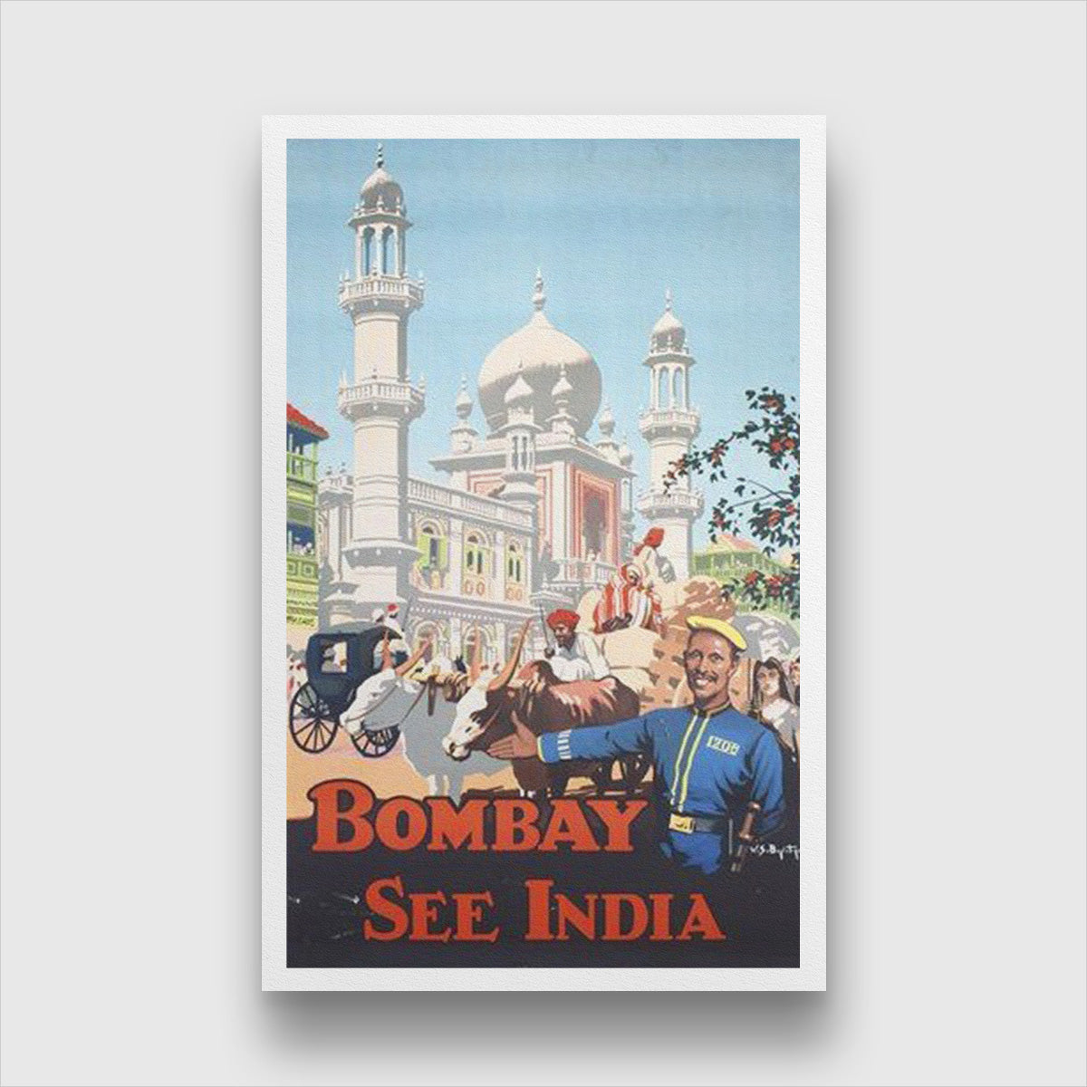 Vintage India Travel Poster 1 : 2 Vertical Premium Wall Art Canvas by MeriDeewar
