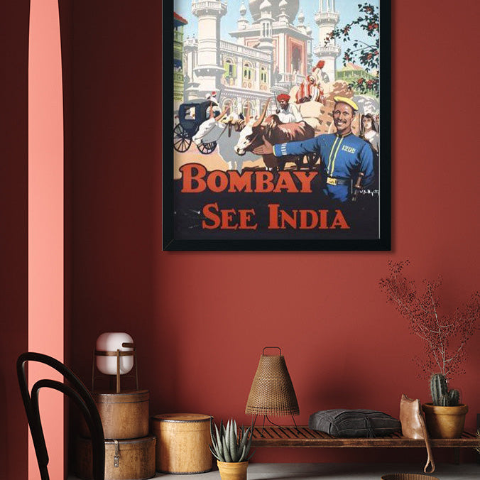Vintage India Travel Poster 1 : 2 Vertical Premium Wall Art Canvas by MeriDeewar