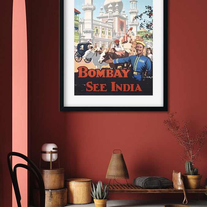 Vintage India Travel Poster 1 : 2 Vertical Premium Wall Art Canvas by MeriDeewar
