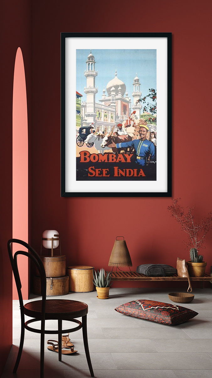 Vintage India Travel Poster 1 : 2 Vertical Premium Wall Art Canvas by MeriDeewar
