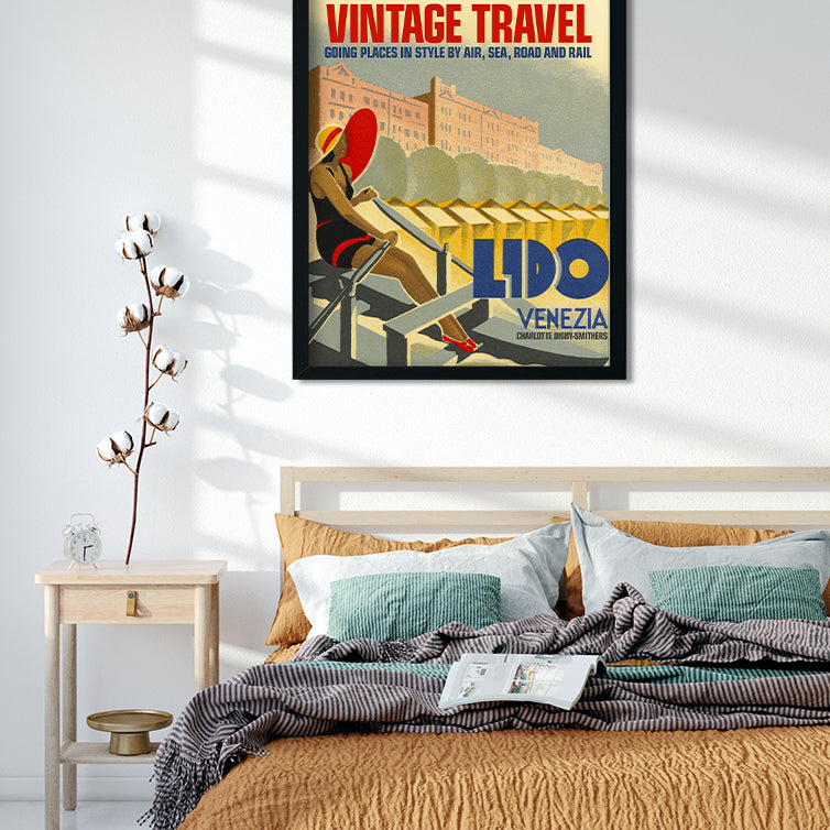 Vintage Travel Poster 4 :5 Vertical Premium Wall Art Canvas by MeriDeewar