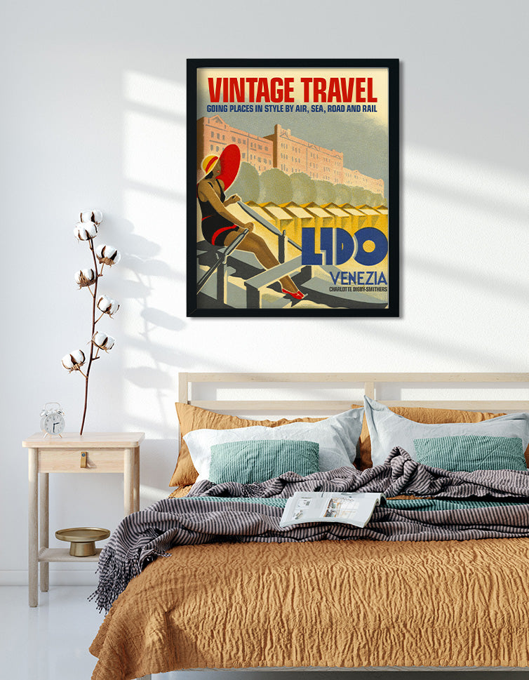 Vintage Travel Poster 4 :5 Vertical Premium Wall Art Canvas by MeriDeewar