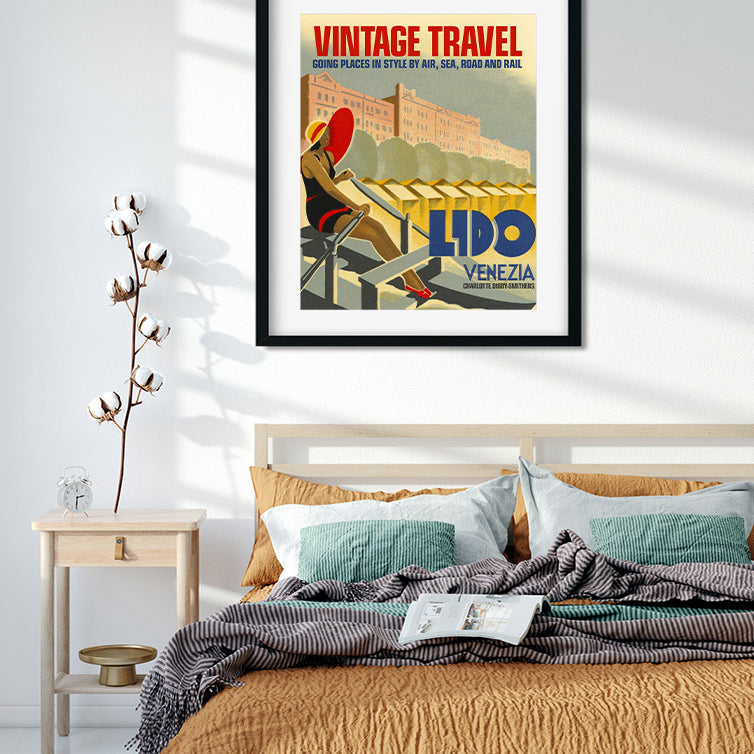 Vintage Travel Poster 4 :5 Vertical Premium Wall Art Canvas by MeriDeewar