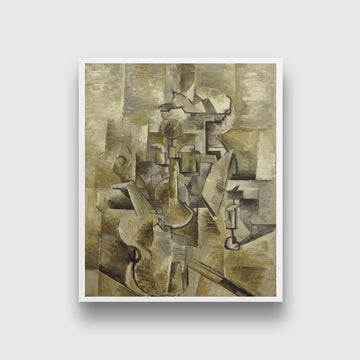 Violin And Candlestick Painting - Meri Deewar 5 : 6 Vertical Premium Wall Art Canvas by MeriDeewar