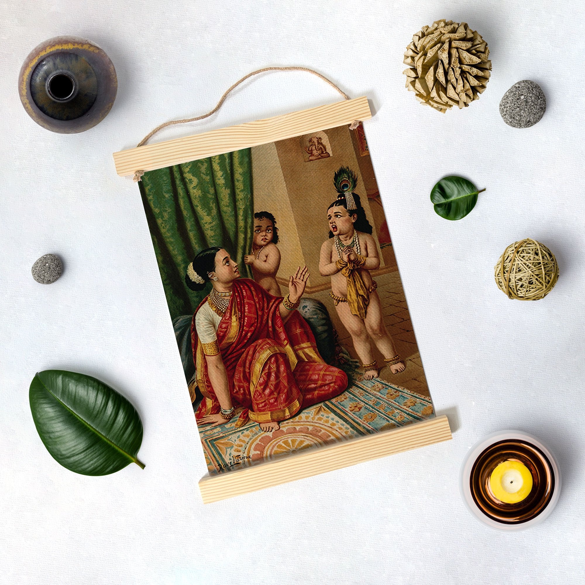 Vishvaroop Darshan Painting Of Yasoda With Krishna By Artist Raja Ravi Varma Hanging Canvas - Meri Deewar Hanging Canvas Premium Wall Art Canvas by MeriDeewar